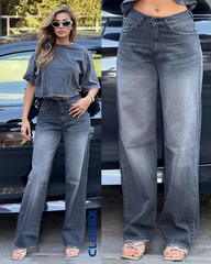 Klasične farmerke sa širokim nogavicama i lagano izbledelim detaljima 606/18