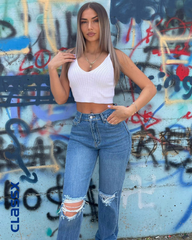 Farmerke dubokog struka sa prorezima