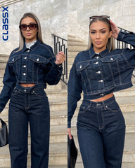 Kratka jakna od tamnog teksasa 1