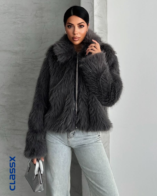 Siva kratka bunda sa rajsferšlusom