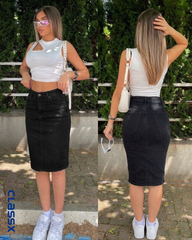 Klasična teksas suknja visokog struka 52/2