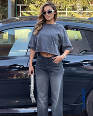 Klasične farmerke sa širokim nogavicama i lagano izbledelim detaljima 606/18