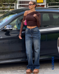 Klasične farmerke sa ravnim nogavicama i laganim izbledelim detaljima 611/20