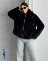 Crna kratka bunda sa rajsferšlusom