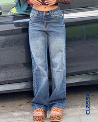 Klasične farmerke sa ravnim nogavicama i laganim izbledelim detaljima 611/20