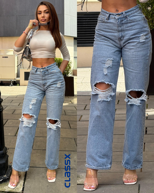 Ravne iscepane farmerke 611/97