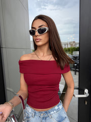 ClassX majica sa spuštenim ramenima bordo