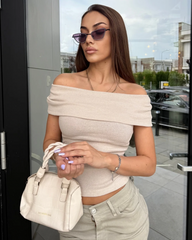 ClassX majica sa spuštenim ramenima bež