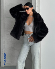 Crna kratka bunda sa rajsferšlusom