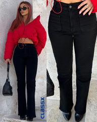 Klasične zvonarice sa visokim strukom i prednjim džepovima 538/2