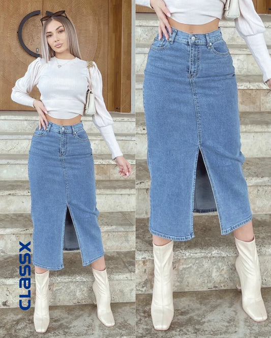 Teksas suknja sa midi prorezom 50/102