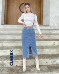 Teksas suknja sa midi prorezom 50/102