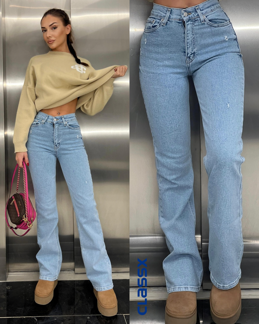 Farmerke dubokog struka sa zvonastim nogavicama 508/22