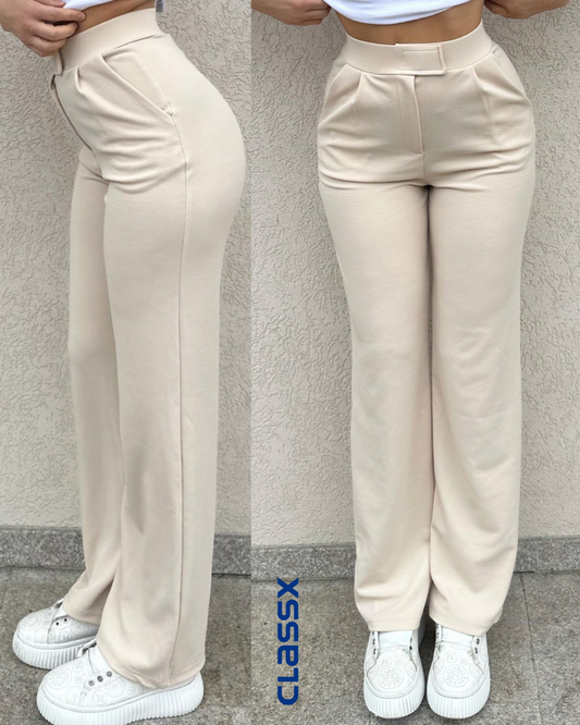 Bež elastin pantalone