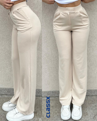 Bež elastin pantalone