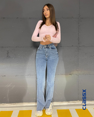 Farmerke dubokog struka sa prorezima na nogavicama 508/18