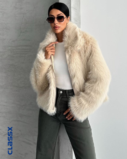 Bež kratka bunda sa rajsferšlusom