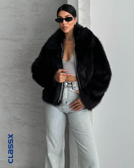 Crna kratka bunda sa rajsferšlusom