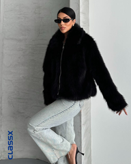 Crna kratka bunda sa rajsferšlusom