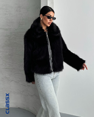 Crna kratka bunda sa rajsferšlusom