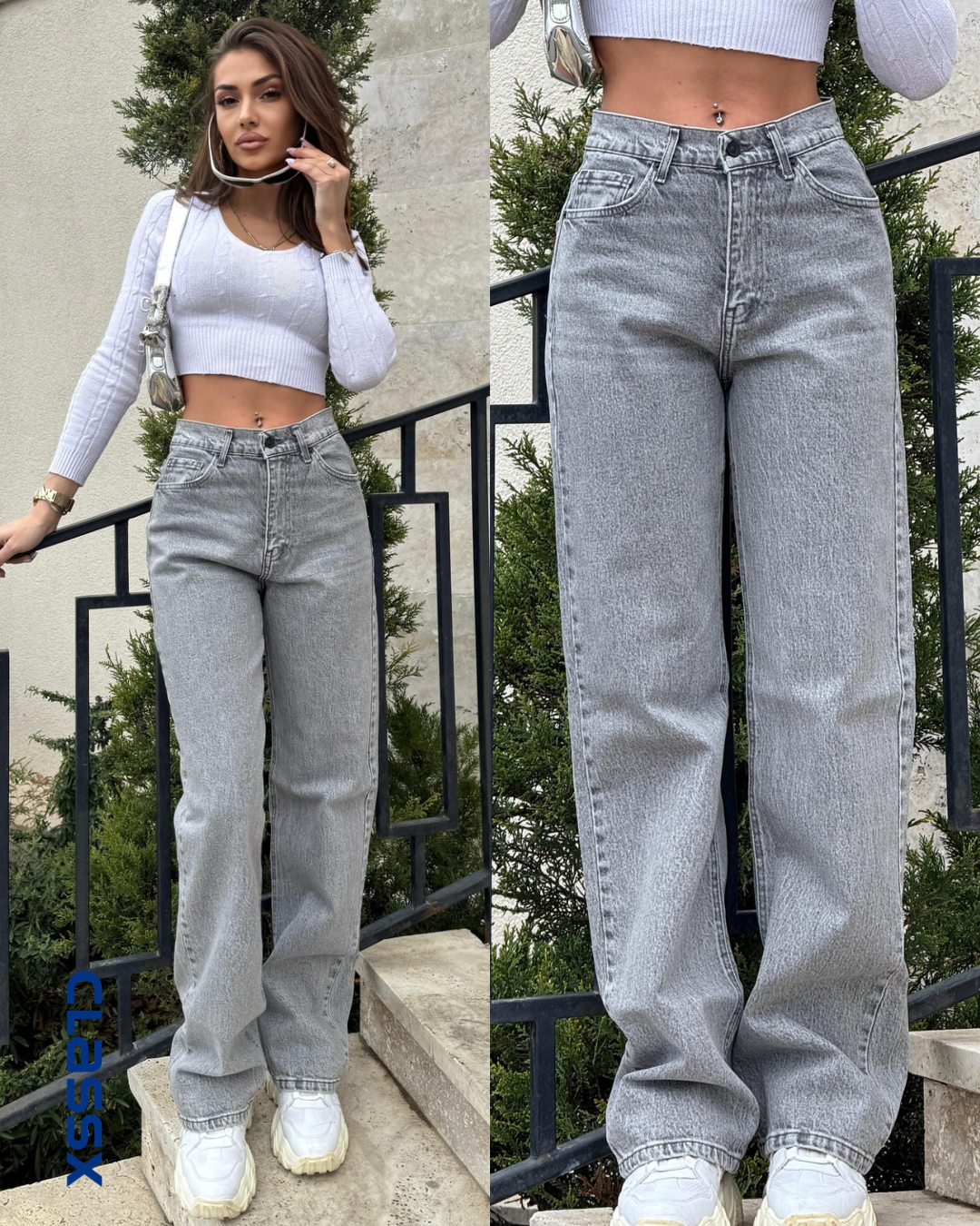 Farmerke visokog struka sa širokim nogavicama 611/43