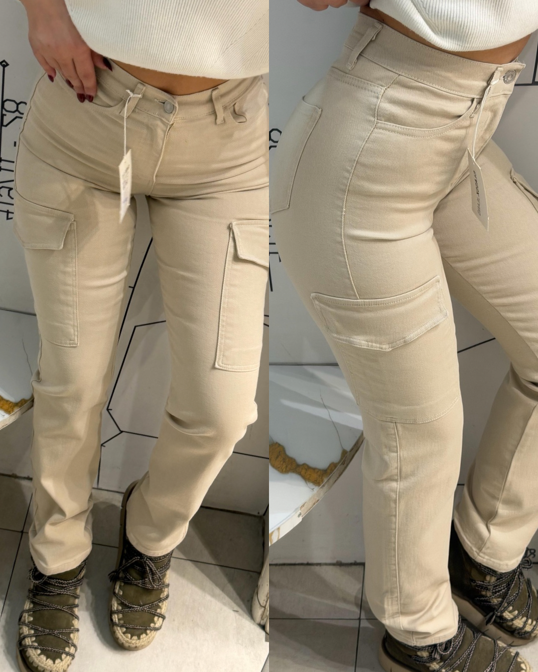 Cargo Fit Džeparke 617 u bež boji