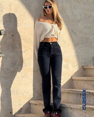 Klasične zvonarice sa visokim strukom i prednjim džepovima 538/1